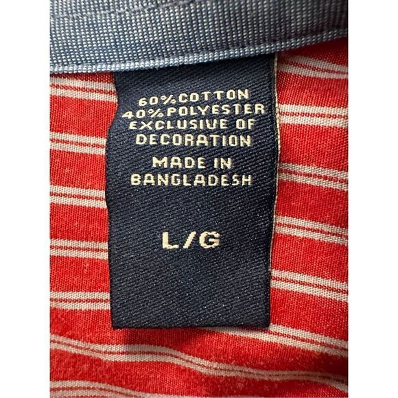 Chaps Easy Care men’s long sleeve red blue stripe dress shirt size L #27-0694 - Picture 5 of 6